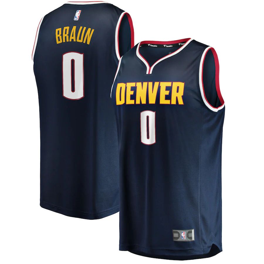 Men Denver Nuggets #0 Christian Braun Fanatics Branded Navy Draft First Round Pick Fast Break Replica Player NBA Jersey->denver nuggets->NBA Jersey